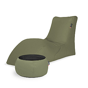 Qubo™ Combo LOUNGER + JUST TABLE + JUST TOP BLACK Kiwi SOFT FIT