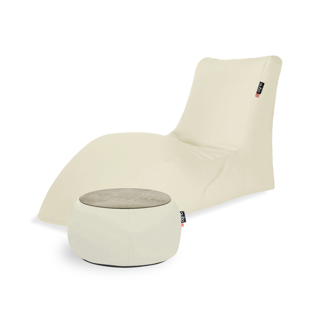 Qubo™ Combo LOUNGER + JUST TABLE + JUST TOP WOOD Coconut SOFT FIT