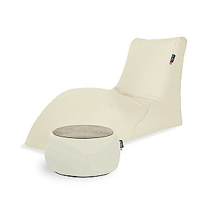 Qubo™ Combo LOUNGER + JUST TABLE + JUST TOP WOOD Coconut SOFT FIT