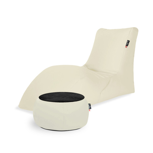 Qubo™ Combo LOUNGER + JUST TABLE + JUST TOP BLACK Coconut SOFT FIT