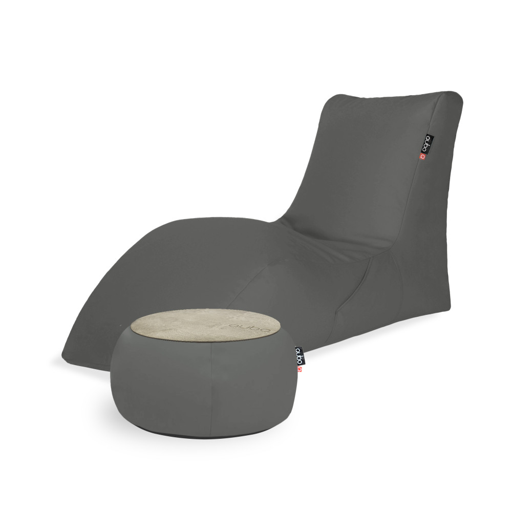 Qubo™ Combo SOFT LOUNGER + JUST TABLE + JUST TOP WOOD Fig SOFT FIT