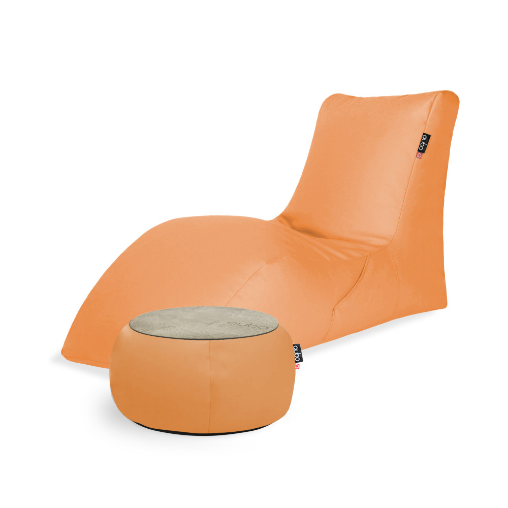 Qubo™ Combo SOFT LOUNGER + JUST TABLE + JUST TOP WOOD Papaya SOFT FIT