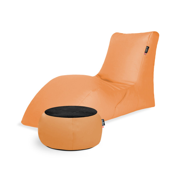 Qubo™ Combo LOUNGER + JUST TABLE + JUST TOP BLACK Papaya SOFT FIT