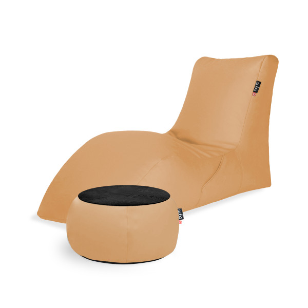 Qubo™ Combo LOUNGER + JUST TABLE + JUST TOP BLACK Peach SOFT FIT