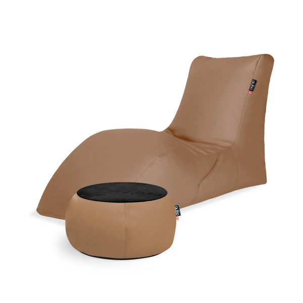 Qubo™ Combo LOUNGER + JUST TABLE + JUST TOP BLACK Pear SOFT FIT