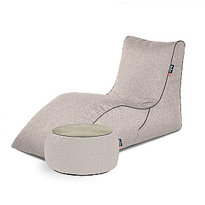 Qubo™ Combo LOUNGER + JUST TABLE + JUST TOP WOOD Hazel MESH FIT