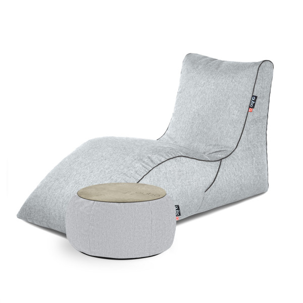 Qubo™ Combo LOUNGER + JUST TABLE + JUST TOP WOOD Ash MESH FIT