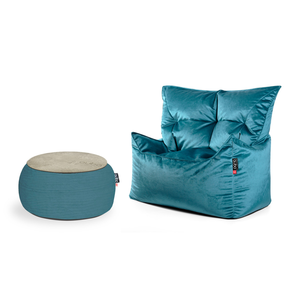 Qubo™ CHILL IN SET KALA + JUST TABLE + JUST TOP WOOD Indigo FRESH FIT